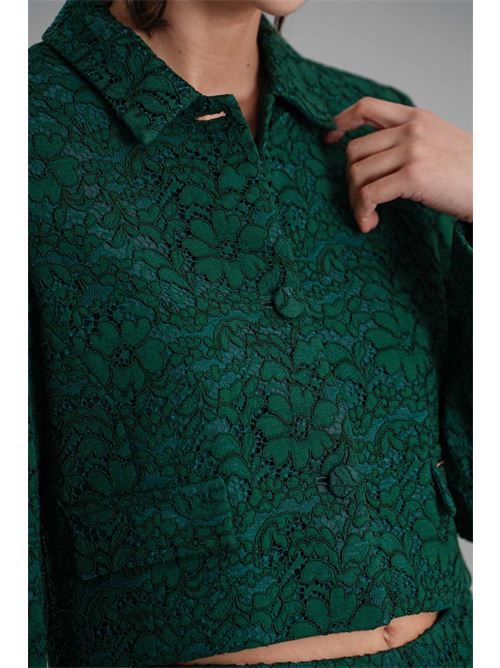 Giacca cropped in pizzo Nualy | I25N2234VERDE BOSCO